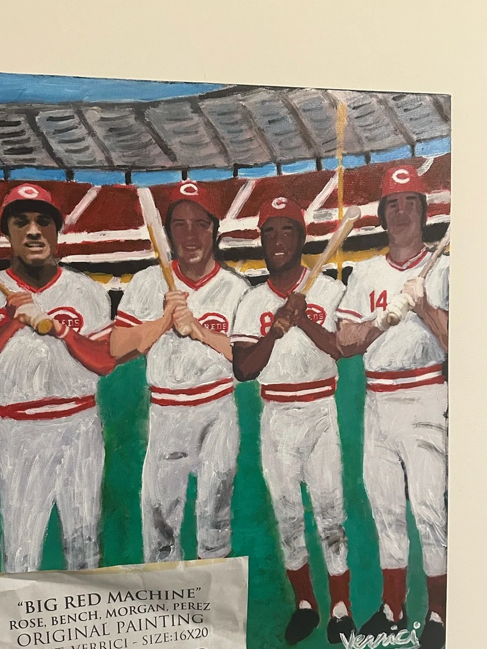 Original 'Big Red Machine' Baseball Team painting Pete rose Johnny bench art 1/1